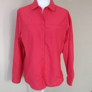 REI Vented Recreational Outdoor Adventure Hiking Shirt L Orange Coral